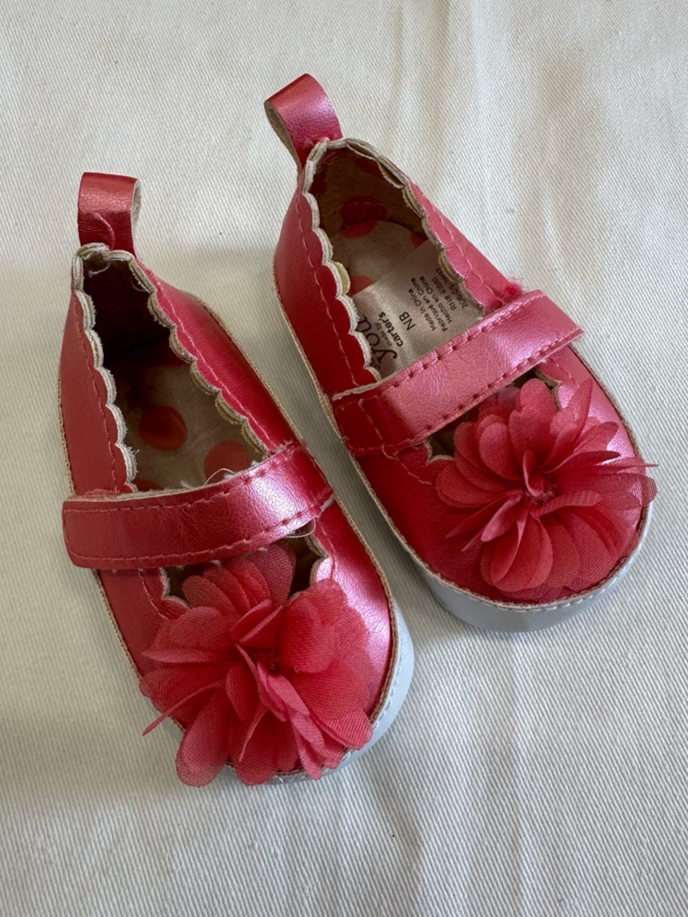 Carter's Bright Pink Flower Mary Jane Baby Shoes